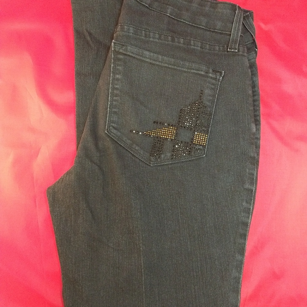 NYDJ Women's Black Rhinestone Skinny Jeans SZ 10P